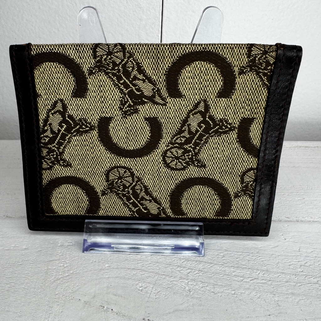 Cline Paris Vintage Macadam Canvas & Leather Card Holder / Bifold Wallet